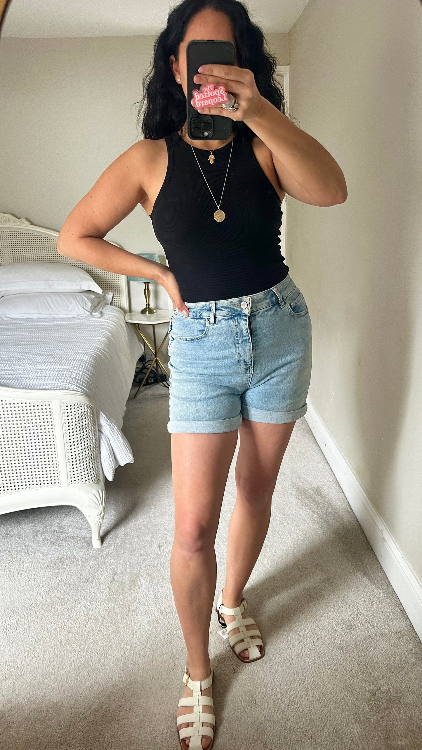 HUSH light blue denim jeans shorts small cotton holiday UK 10 vgc