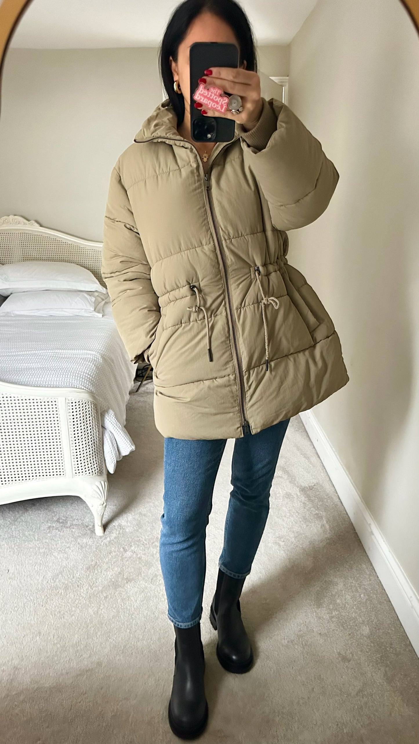 HUSH khaki green puffer quilted jacket coat small UK 8-10 vgc XMS25