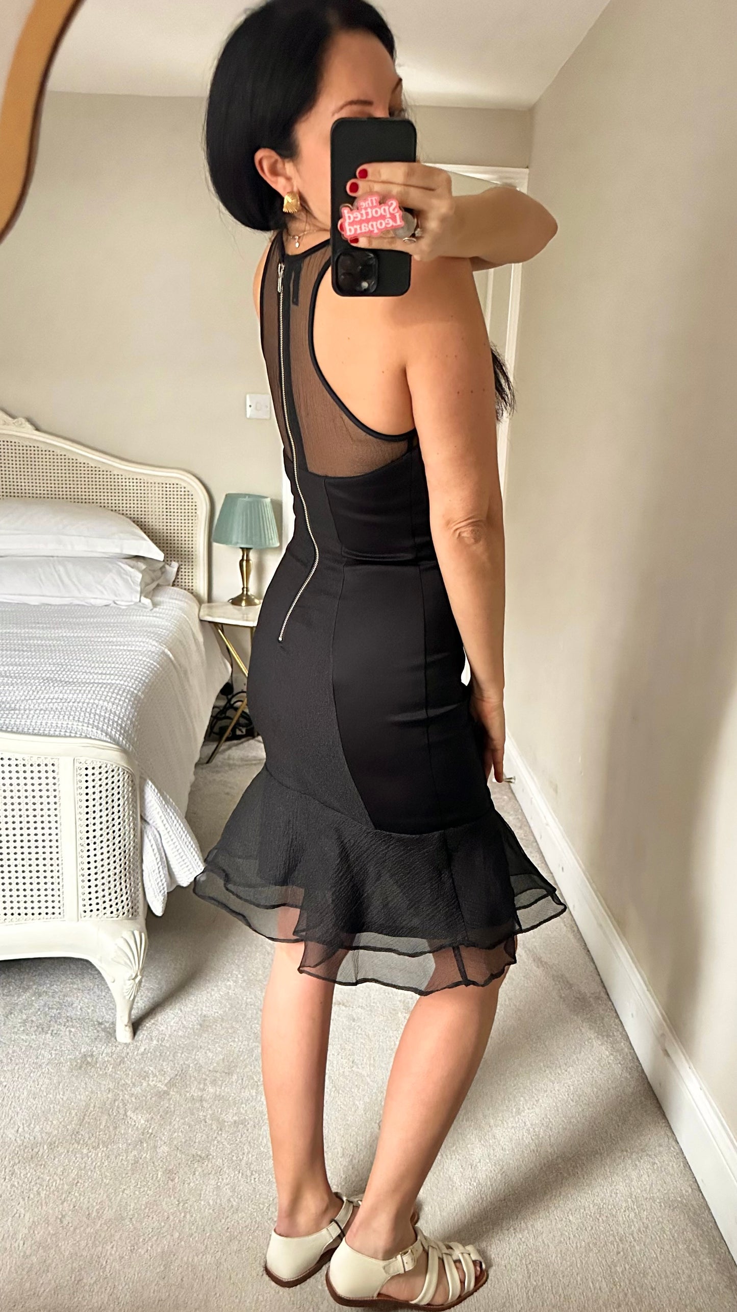 YAS black mesh mid length dress event small UK 10 races vgc