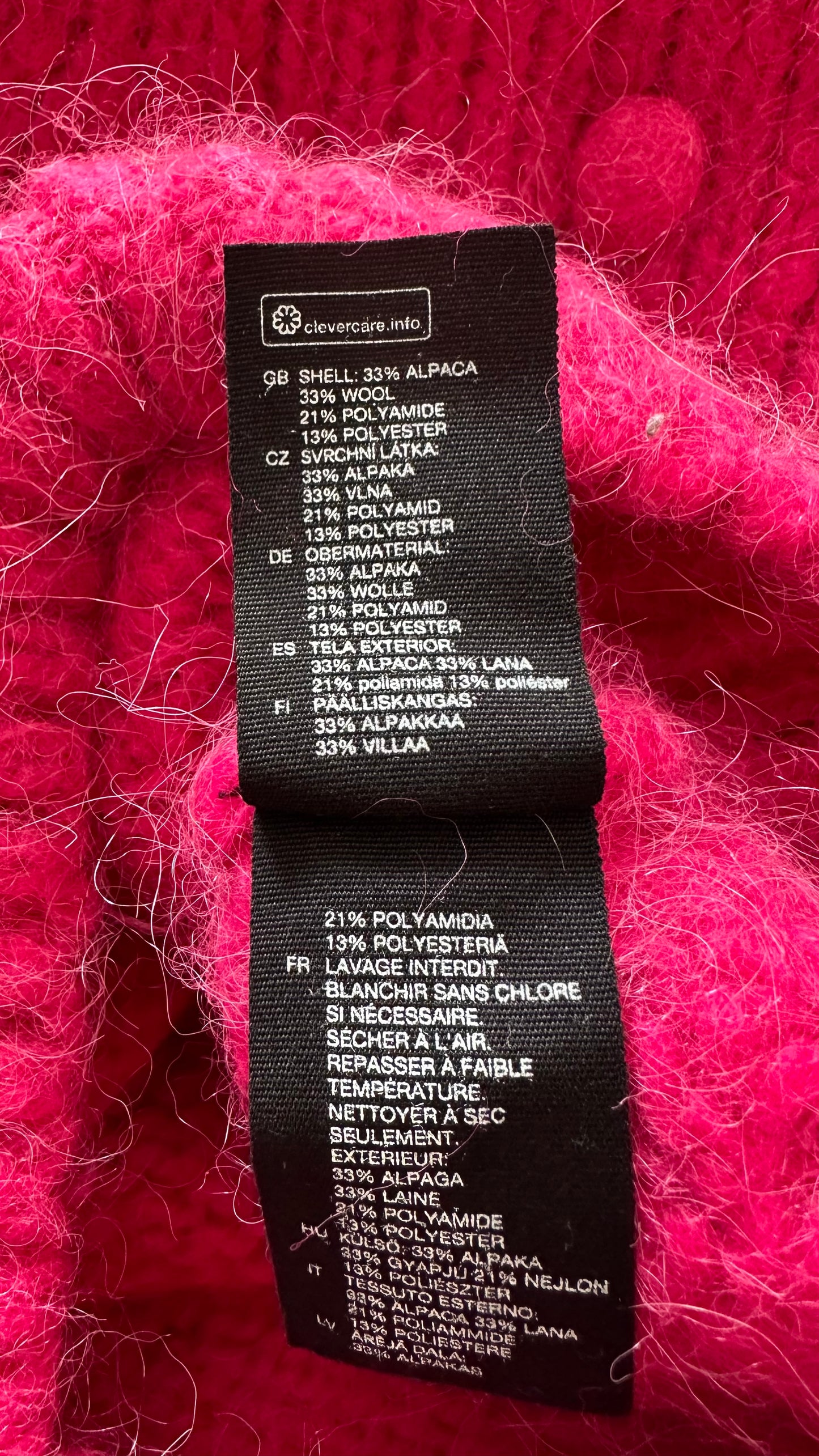 & other stories fuschia pink knitted alpaca blend jumper large UK 12 vgc