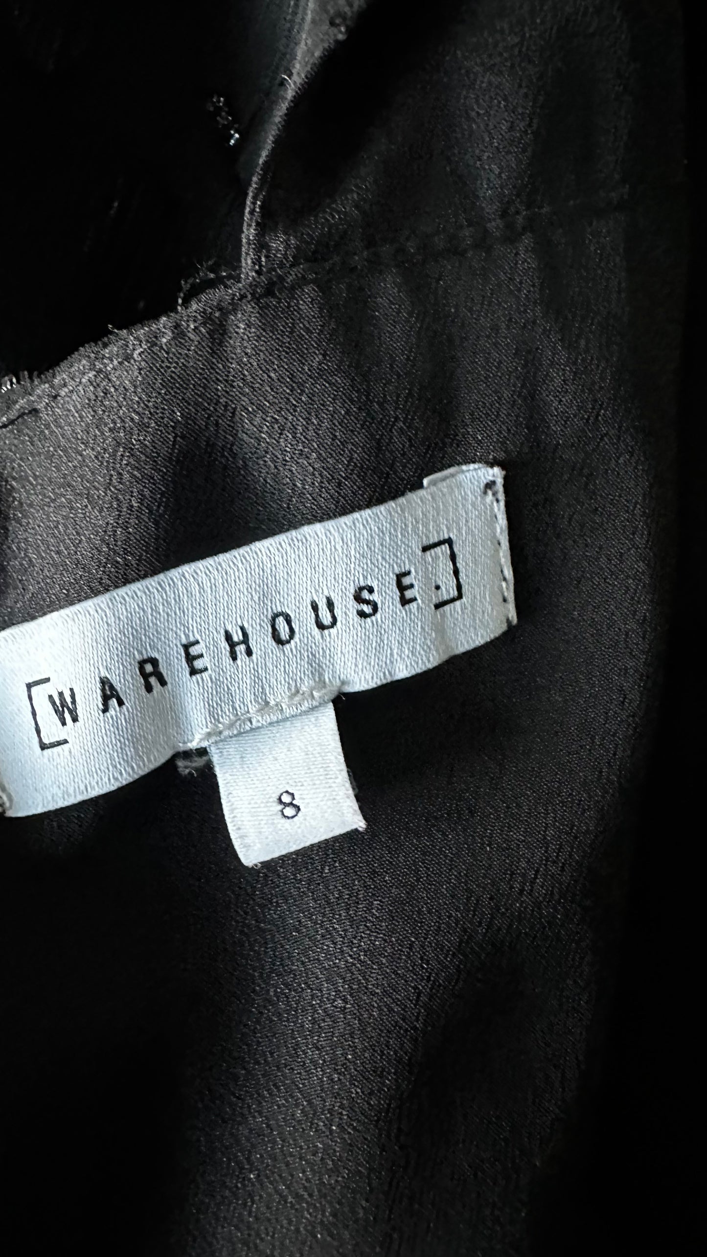 Warehouse black polka dot midi event party dress small UK 8 vgc