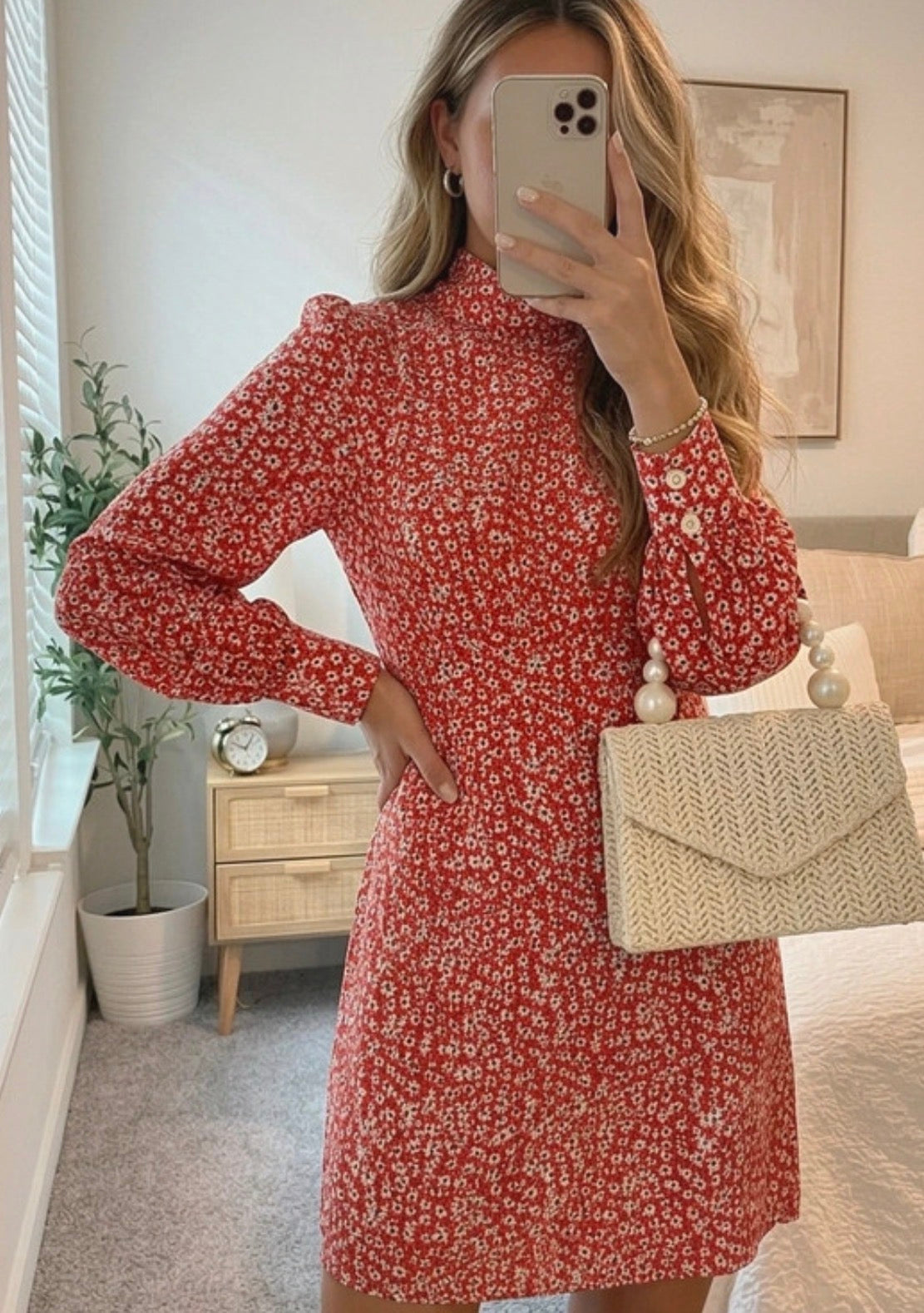 Never Fully Dressed red white floral mini dress extra small UK 6 vgc