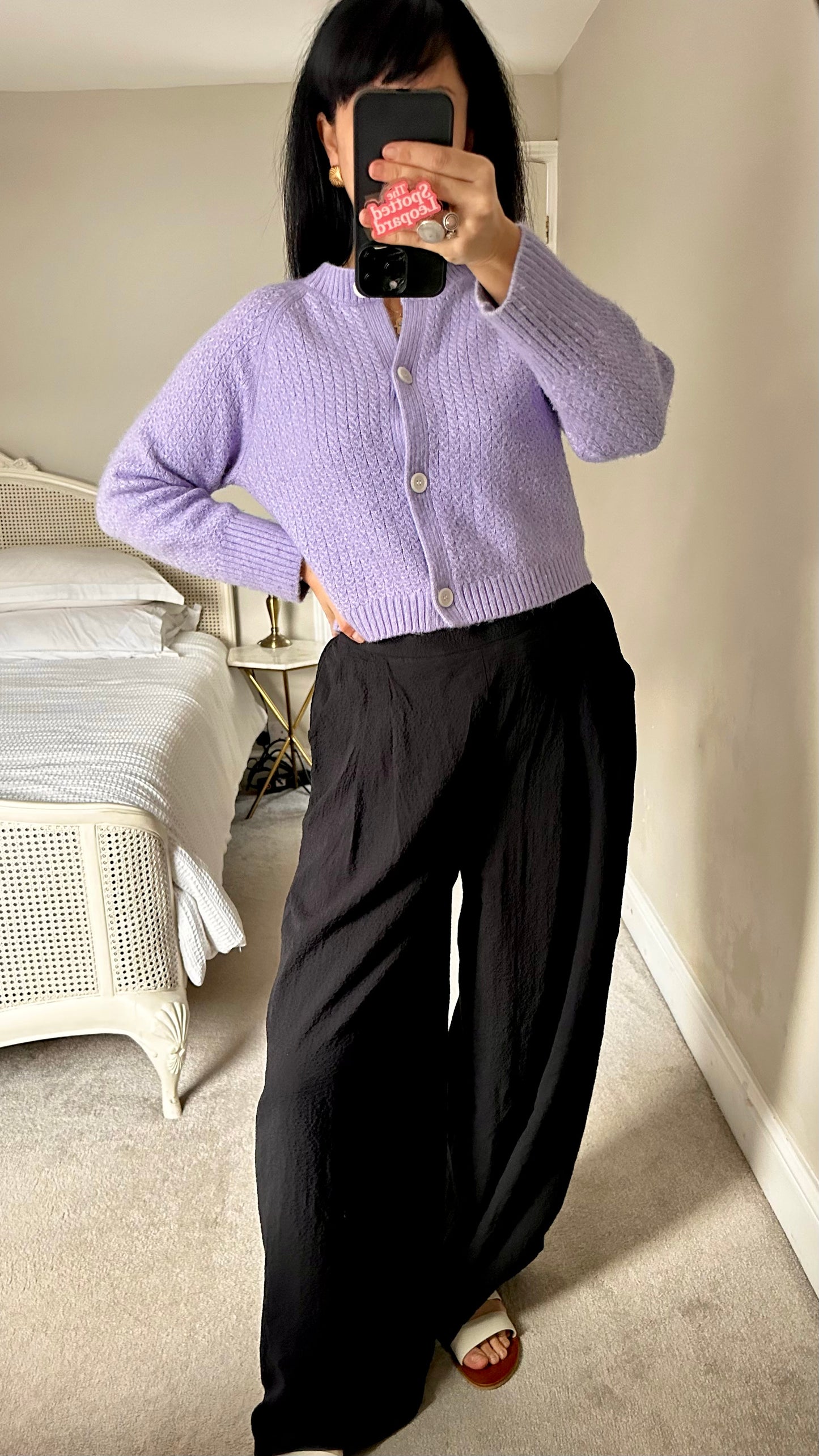 & other stories lilac alpaca wool blend knitted cardigan jumper medium UK 10-12 vgc
