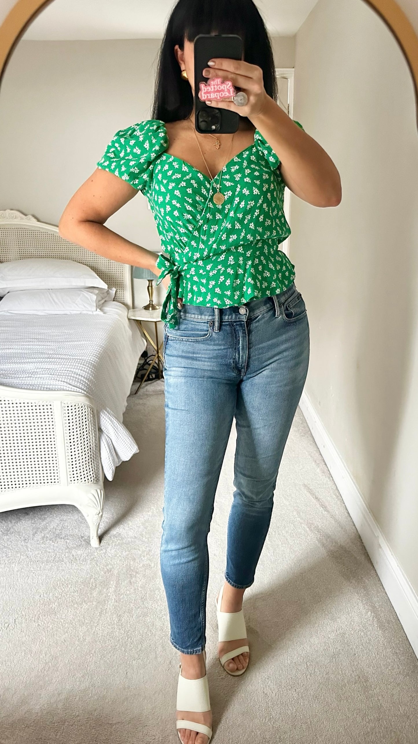 & Other stories bright green floral wrap top medium M UK 10-12 excellent condition