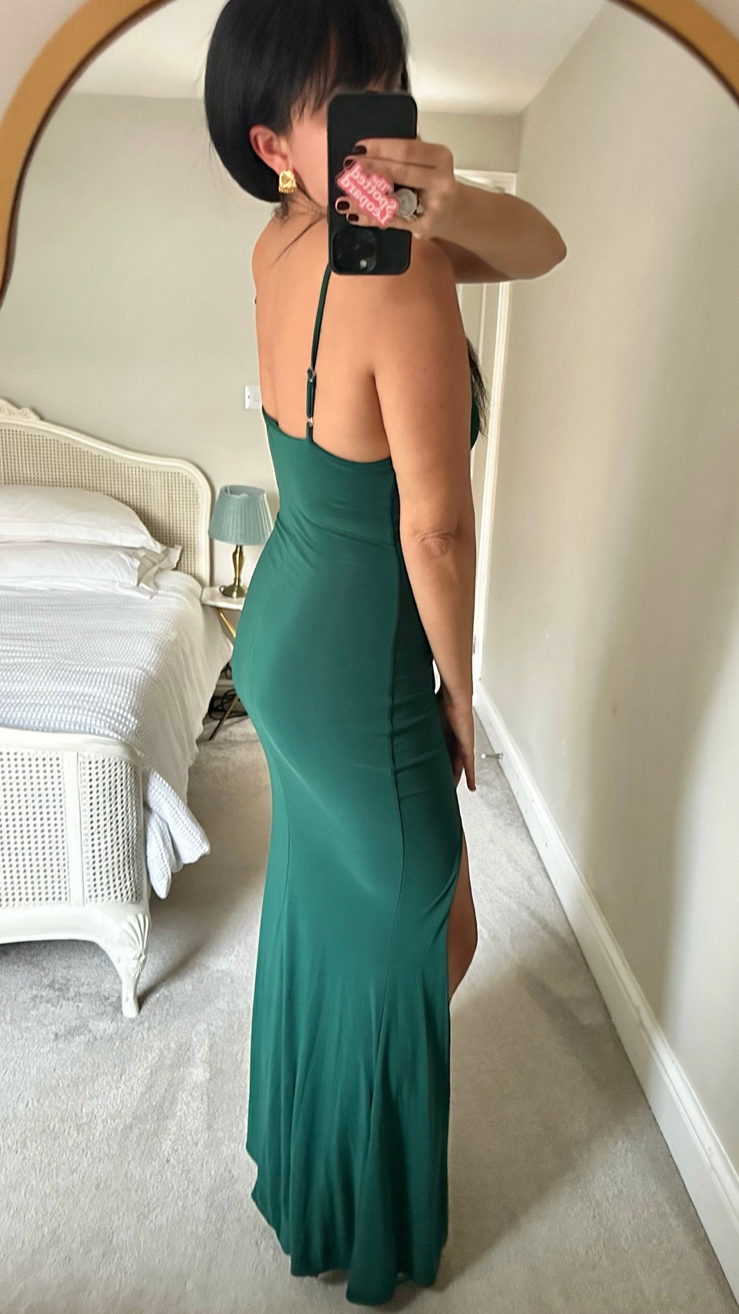 Club L emerald green side split event gala long dress large L UK 12 excellent used condition  XMS25