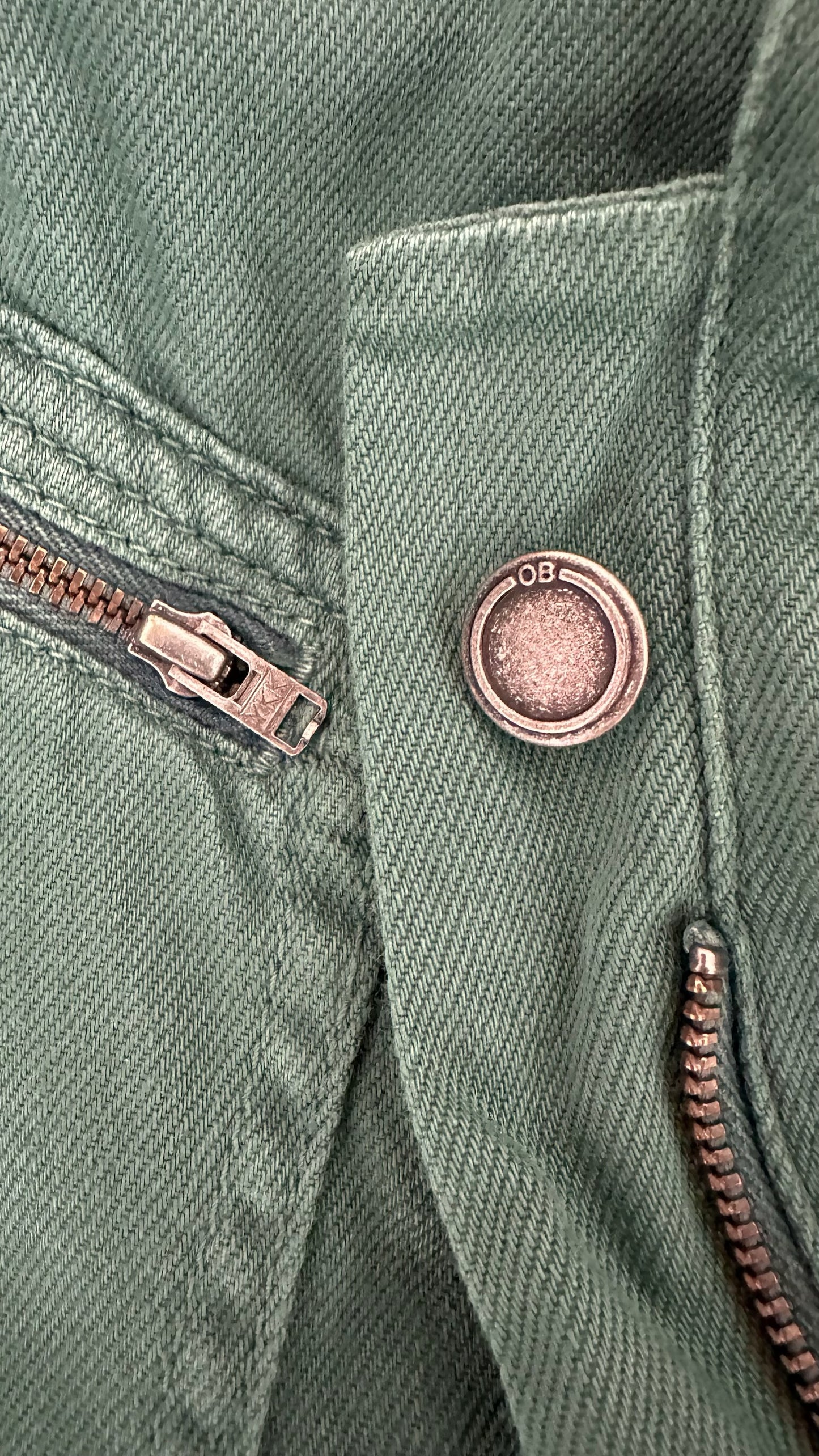Oliver bonas green denim jean boiler suit jumpsuit small UK 8 vgc