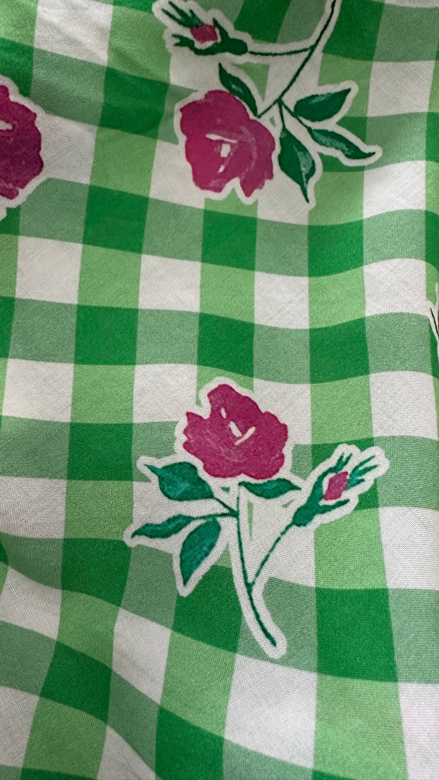 RIXO green white pink gingham check long event dress midi long small UK 8 vgc