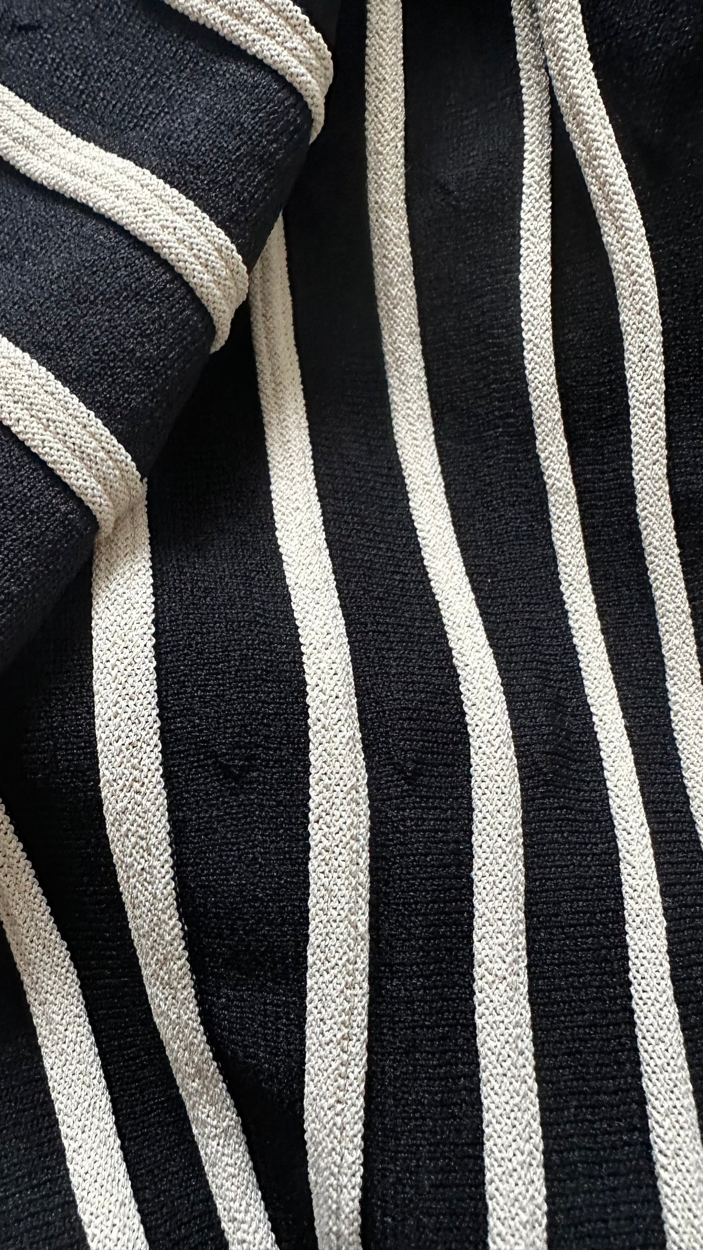 Topshop black cream stripe knitted jumper dress long maxi tall large UK 12-14 vgc event