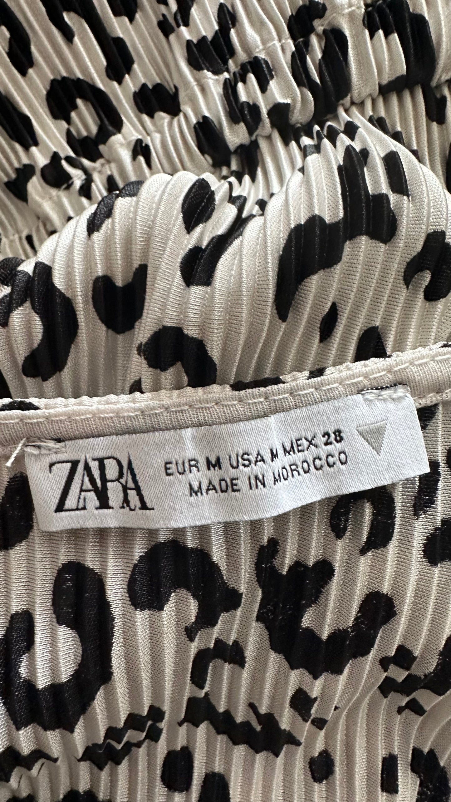 Zara black white leopard print long sleeve lightweight top shirt medium UK 10 12 vgc