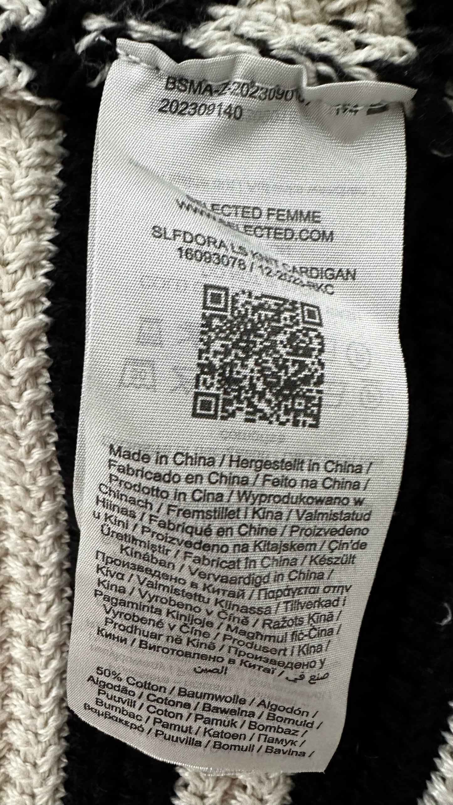 Selected femme anthropologie black cream knitted cardigan small UK 8-10