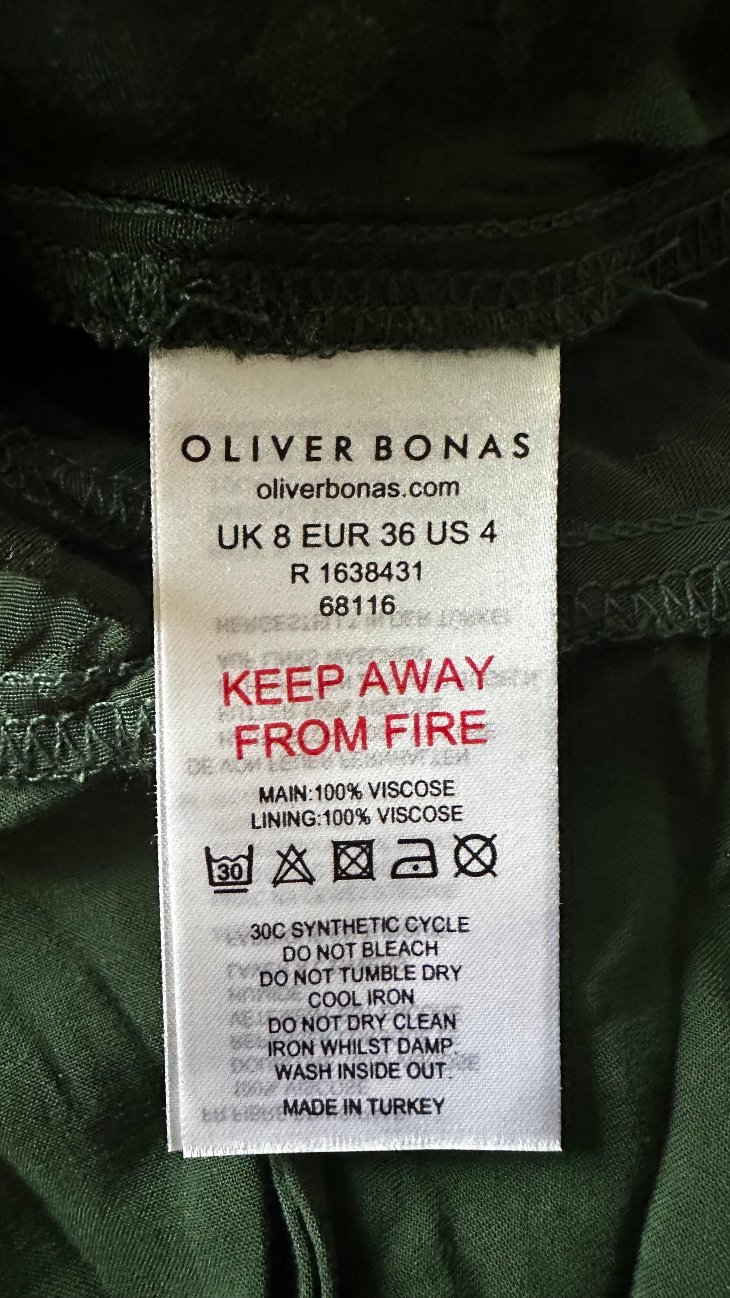 Oliver Bonas dark green animal leopard print jumpsuit trousersuit event small medium UK 8 12