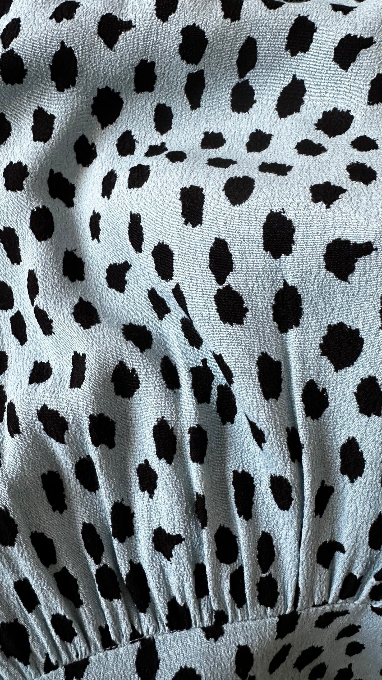 Feather & Bone @ Anthropologie light blue polka dot midi long event dress medium UK 12 vgc