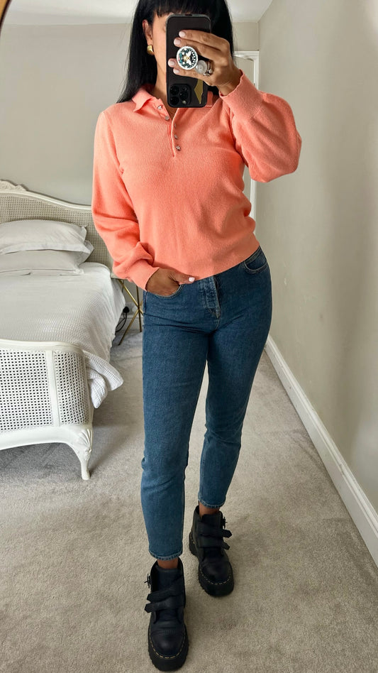 Oliver bonas coral star button knitted jumper small S UK 8 excellent used condition