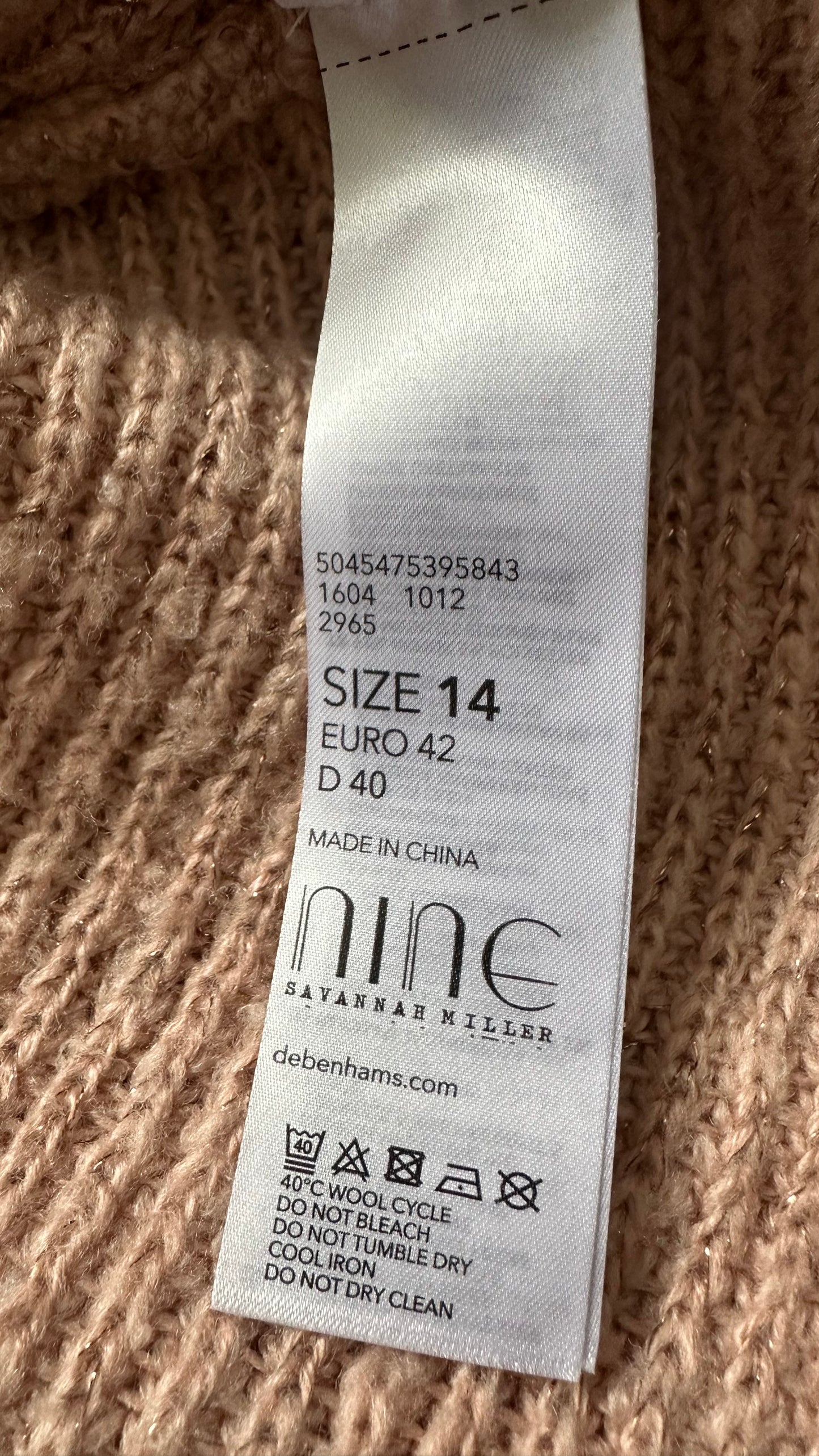 Nine by Sienna Miller soft rose pink knitted jumper extra large UK 14 vgc