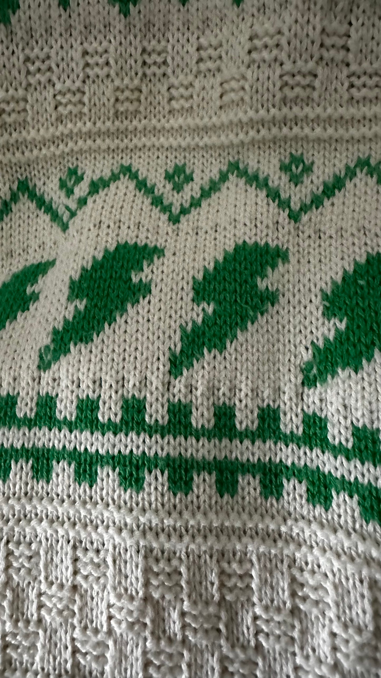 KITRI cream green lightening bold fair-isle knitted jumper tunic top small UK 8-10 vgc