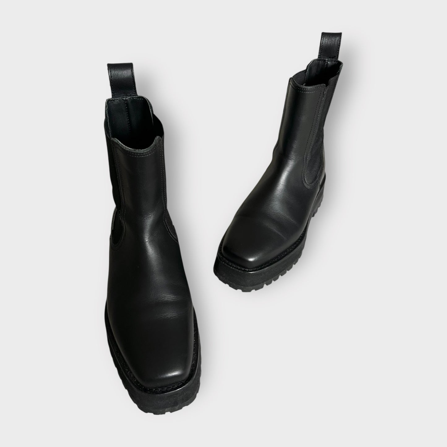 & other stories black leather mid rise beetle crusher boots EU 39 new bnwot w25