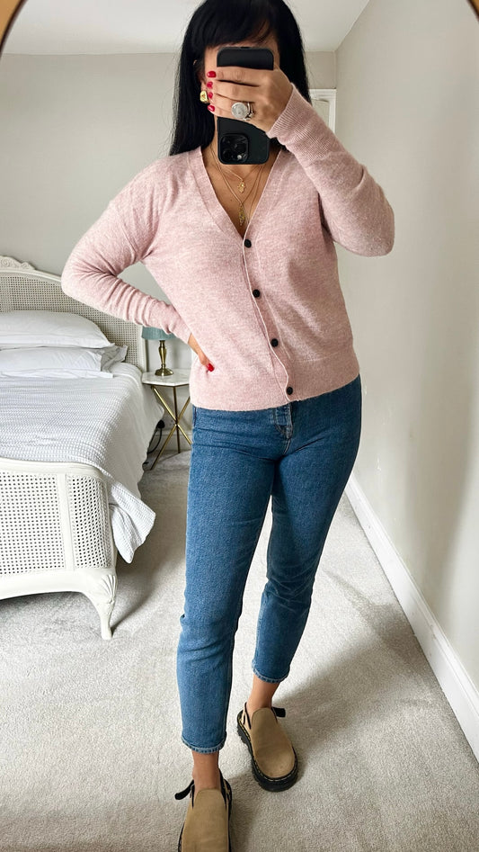Selected femme beige pink alpaca blend knitted cardigan small UK 10 vgc