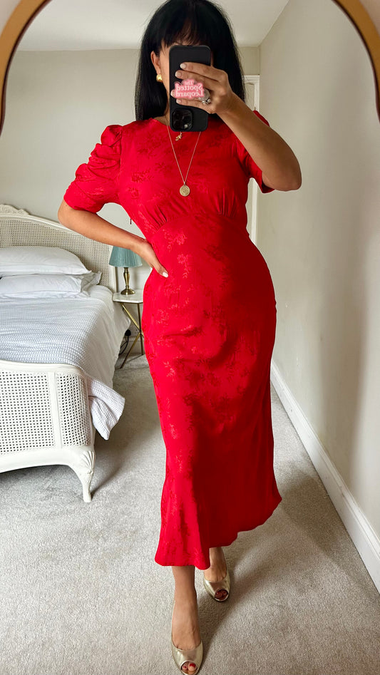 Nobody’s Child bright red midi long event dress medium UK 10 vgc