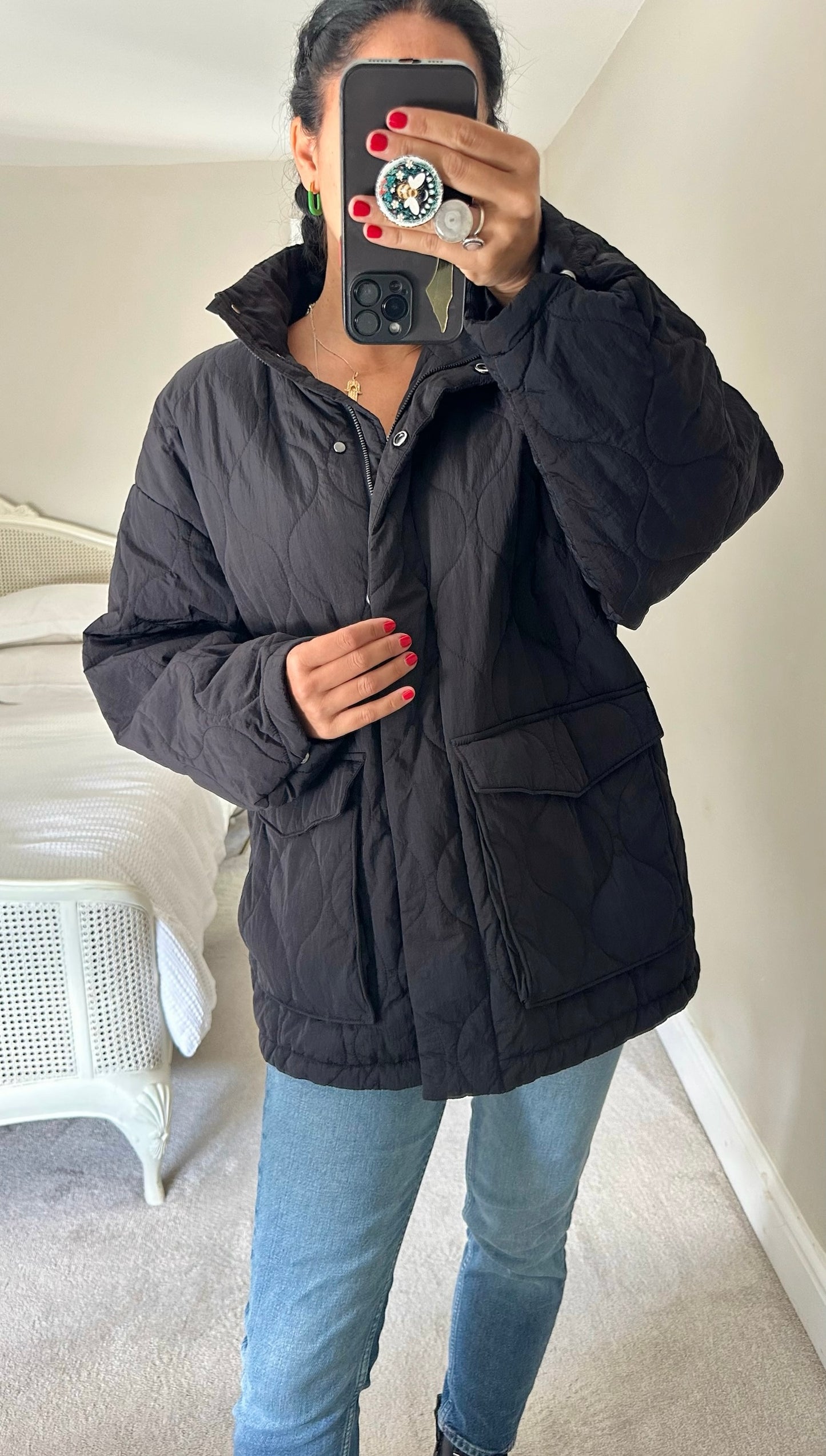& other stories quilted puffer jacket black medium UK 10-12 vgc w25