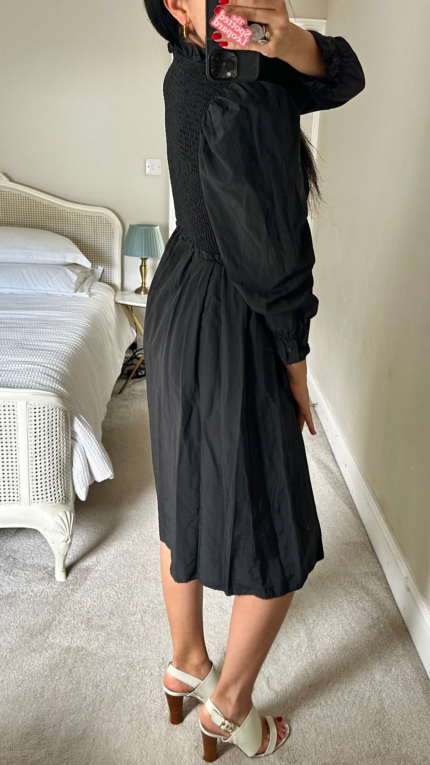 & other stories black wrap midi dress small UK 8 vgc