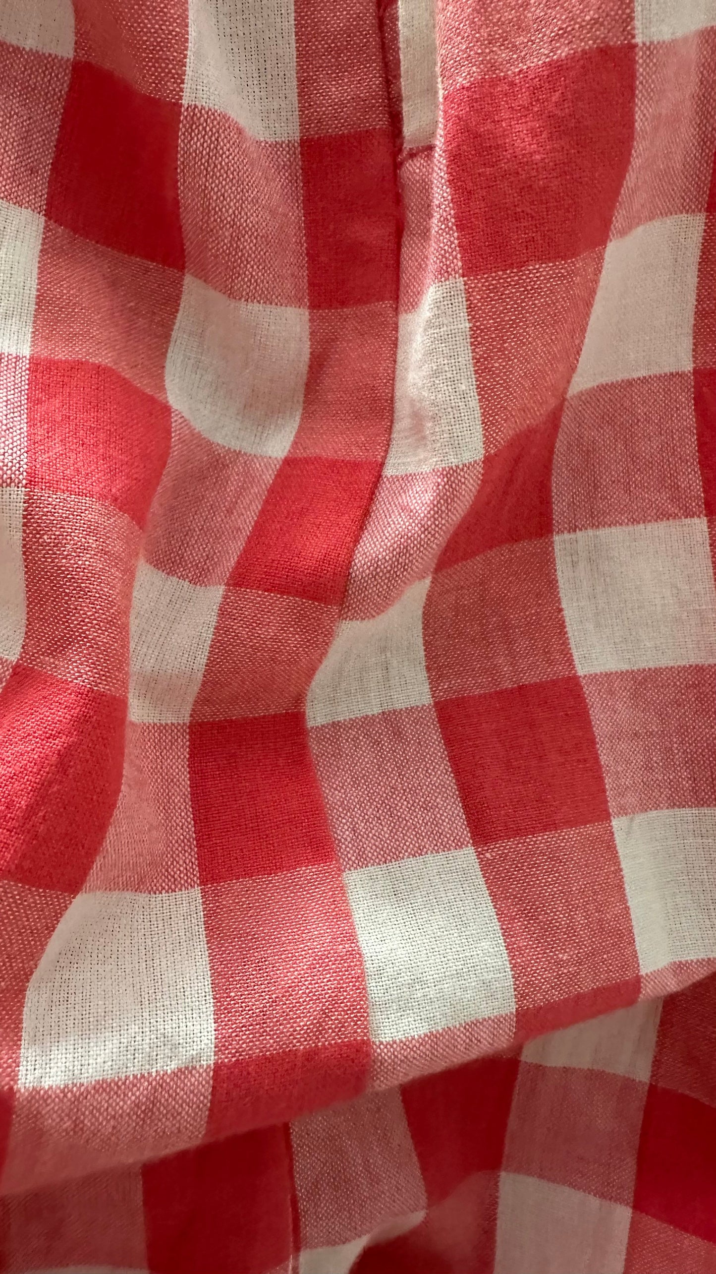 Albaray pink white gingham check midi puff sleeve dress medium UK 10 long vgc