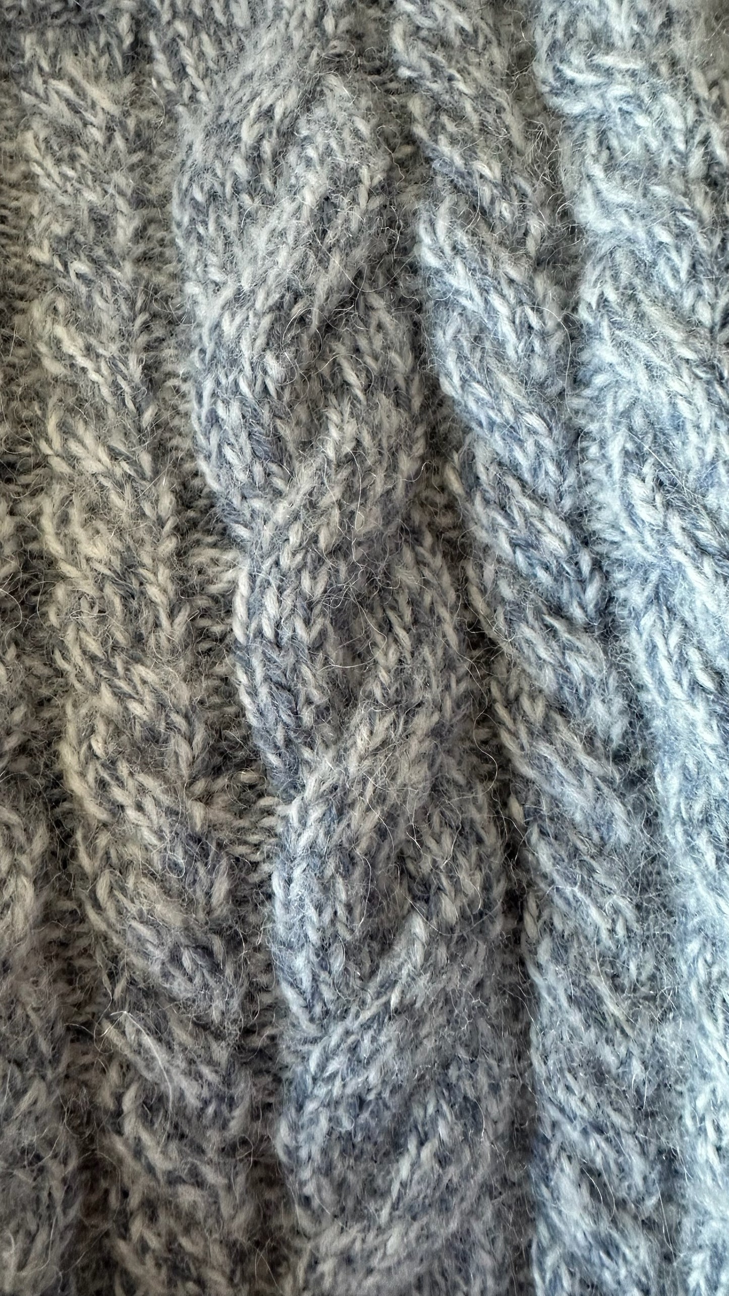 & other stories light blue white grey cable knit alpaca wool blend jumper extra large UK 14 vgc w25