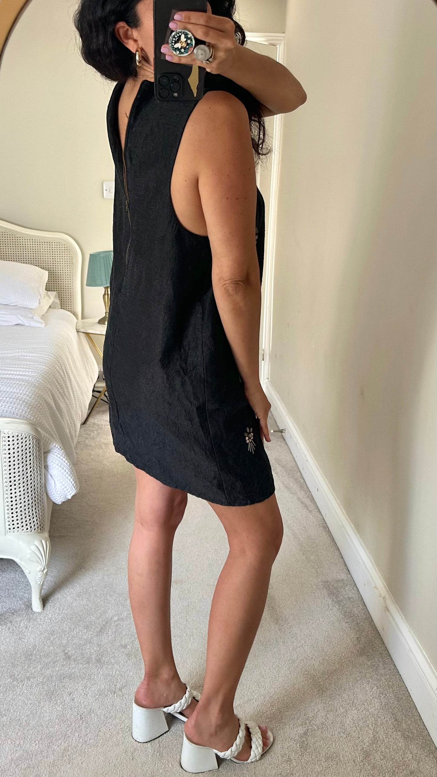 Topshop black embellished mini event dress extra large UK 12 14 vgc