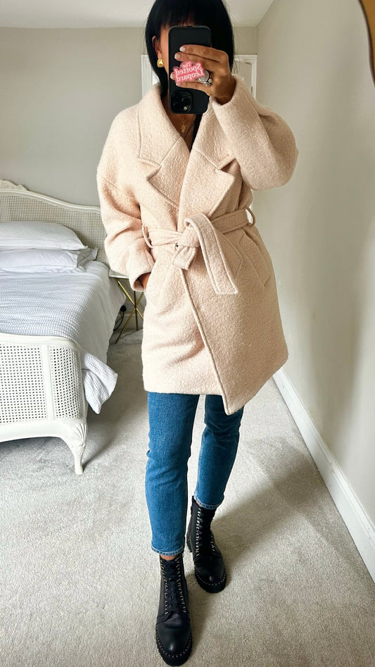 Selected femme @ Anthropologie cream wool blend coat small UK 8 vgc