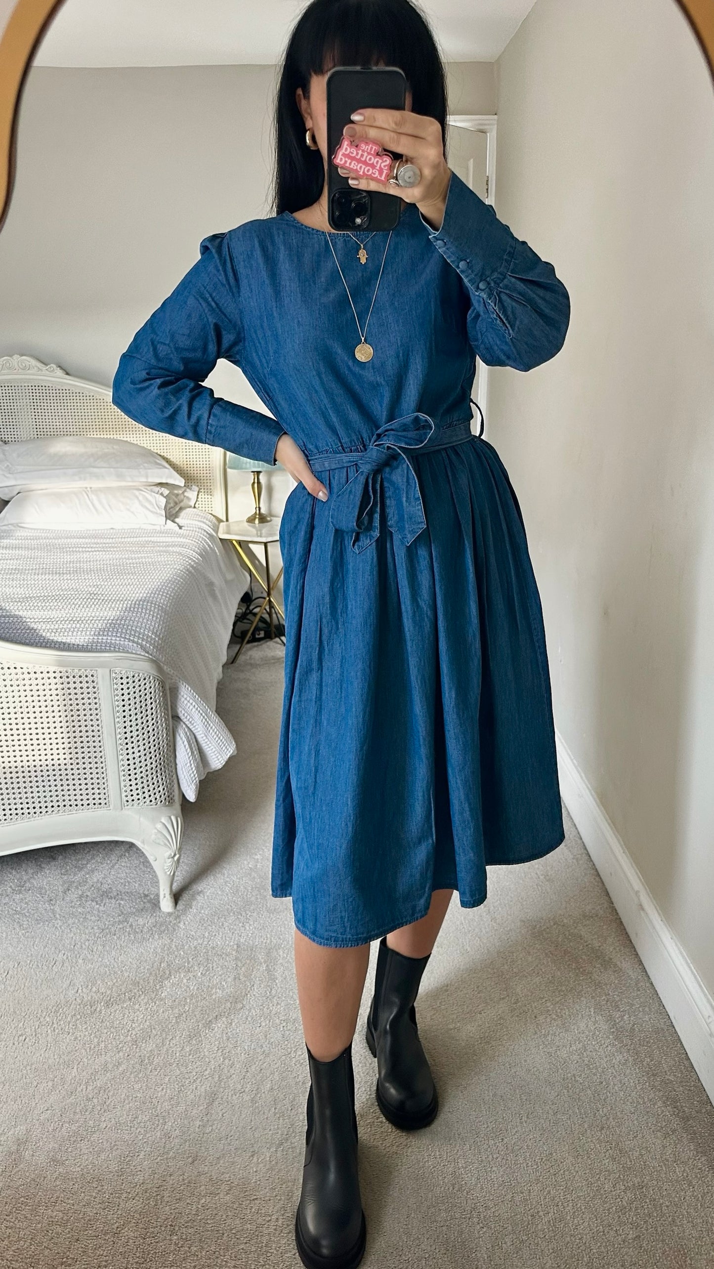 Selected femme @ anthropologie navy lyocell midi casual dress medium UK 10 vgc