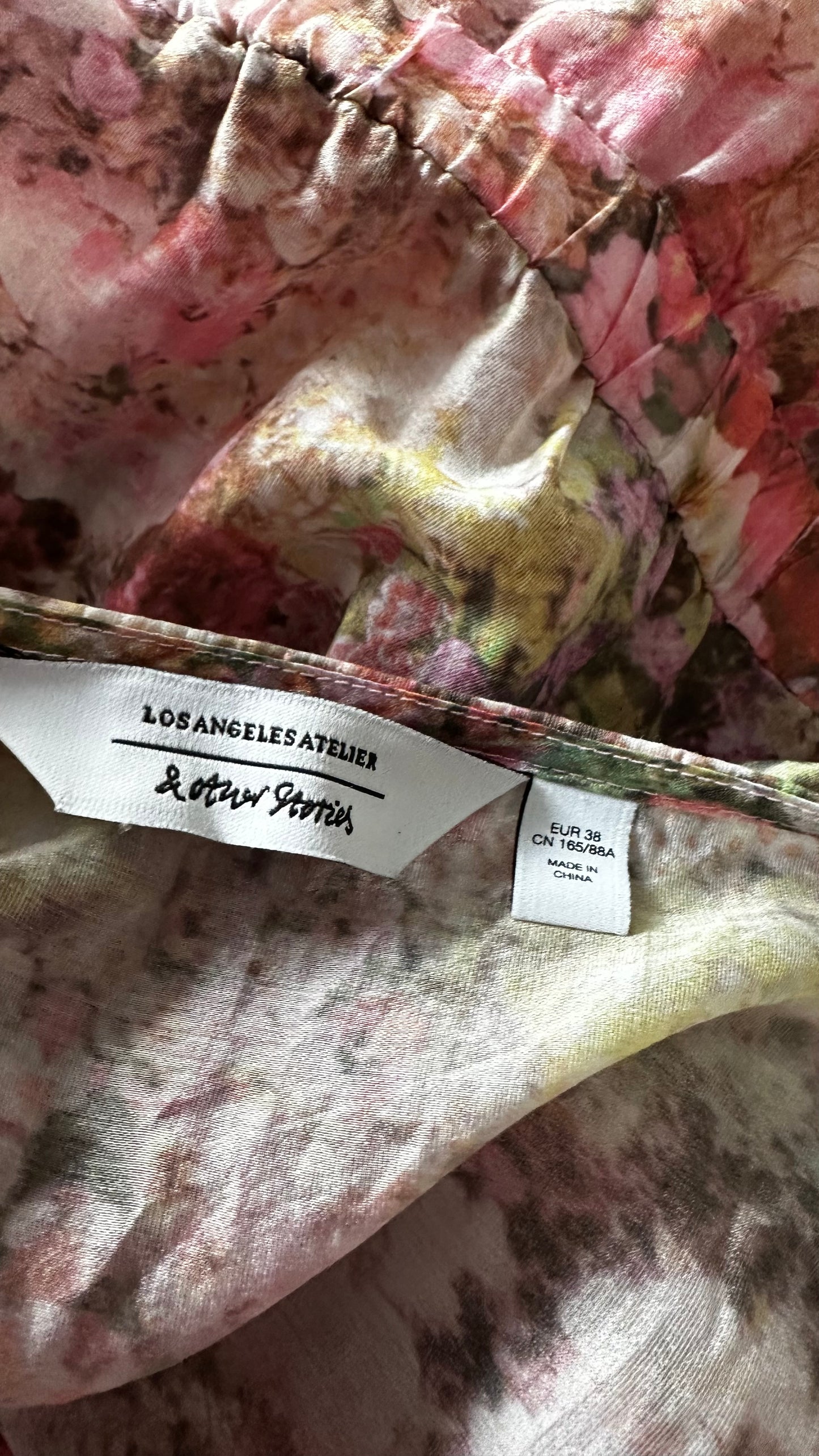 & other stories rose acid yellow digital flower wedding guest maxi long dress small UK 10 vgc