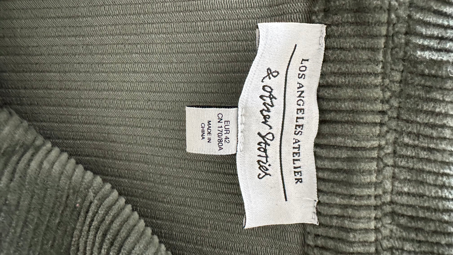 & other stories olive khaki green corduroy jumpsuit boiler suit playsuit extra large UK 12-14 vgc