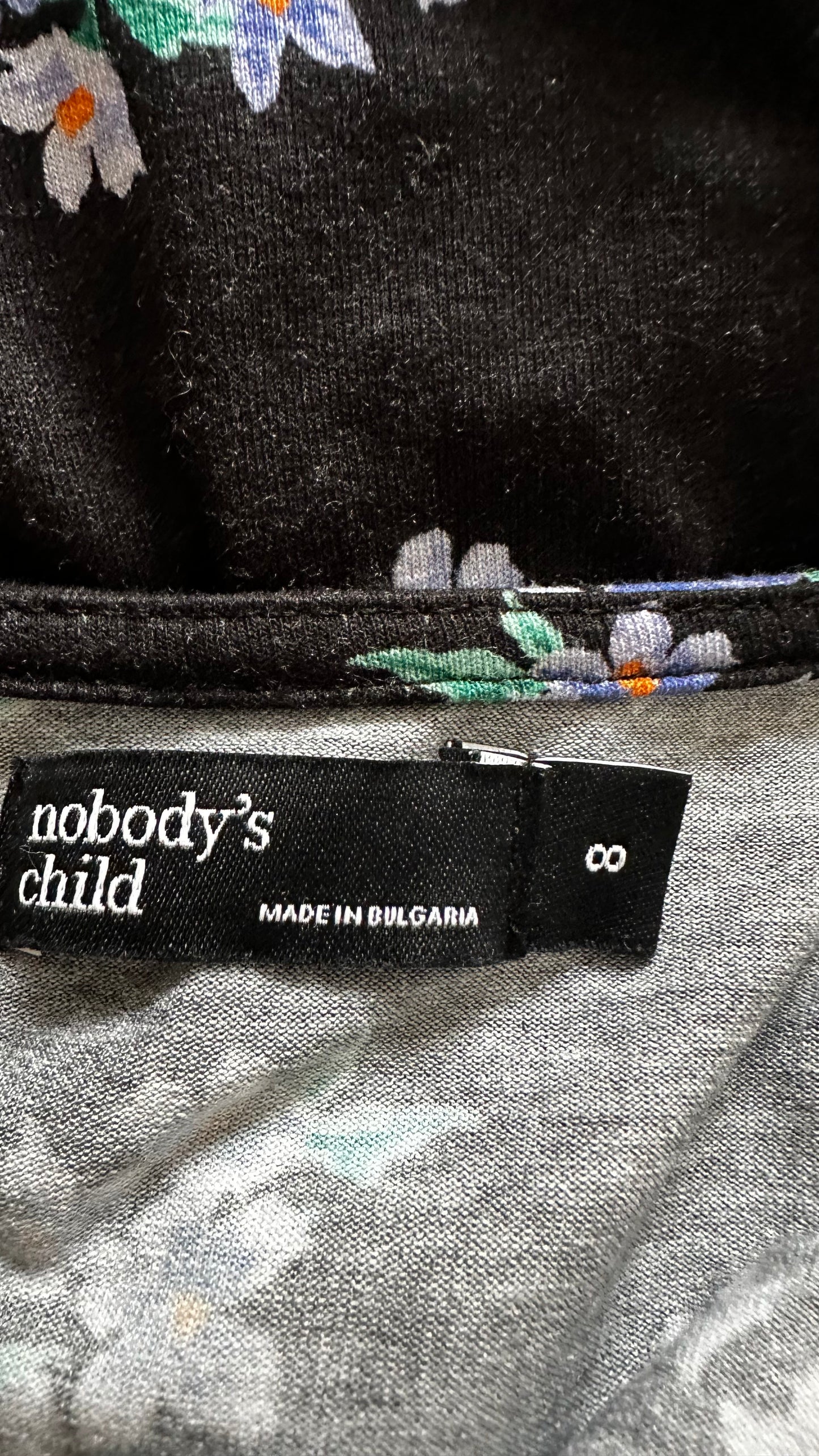 Nobody’s Child black blue lilac floral midi long dress small UK 8 jersey stretch vgc