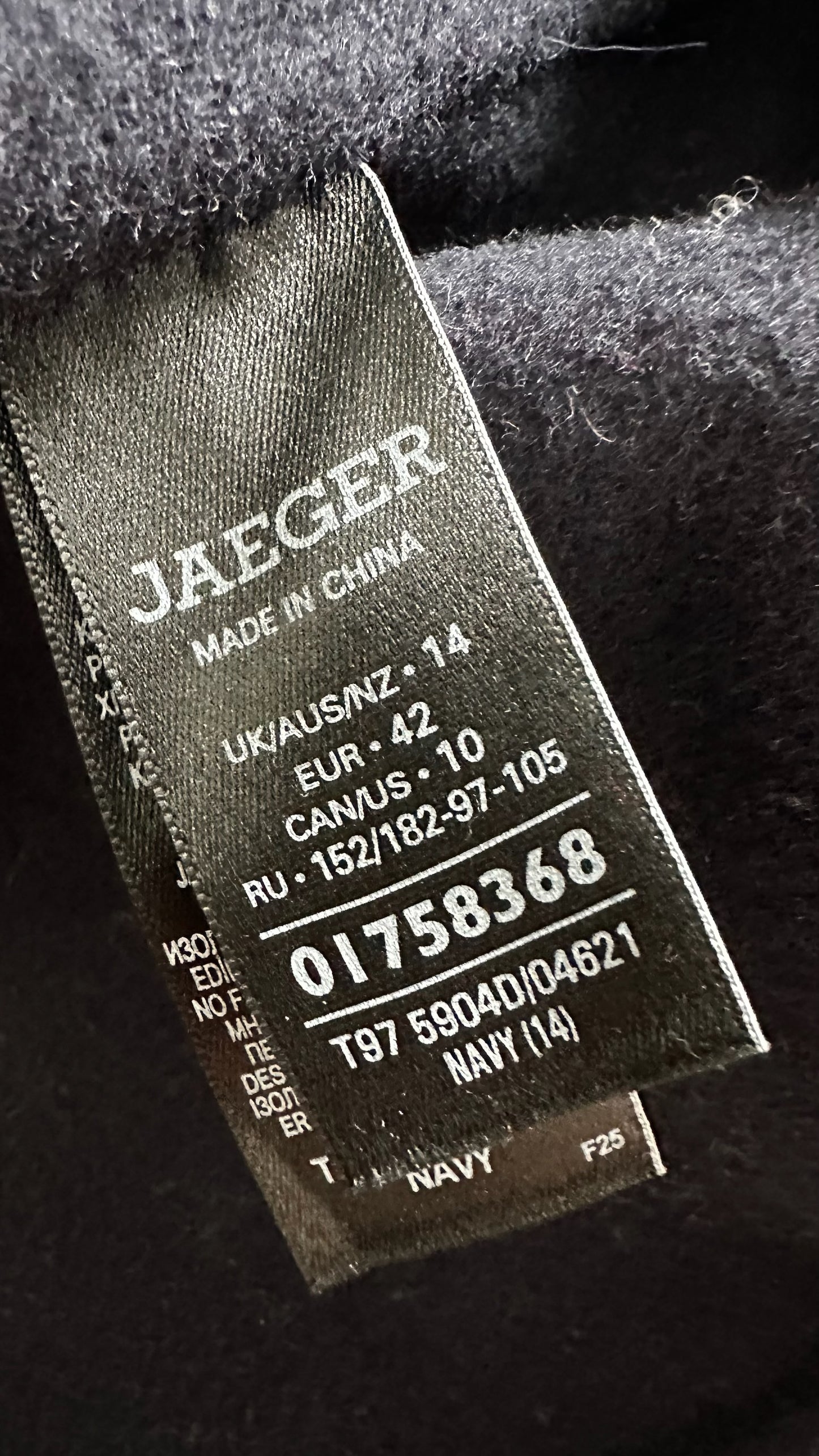 Jaeger navy blue wool blend long line coat extra large UK 14 vgc
