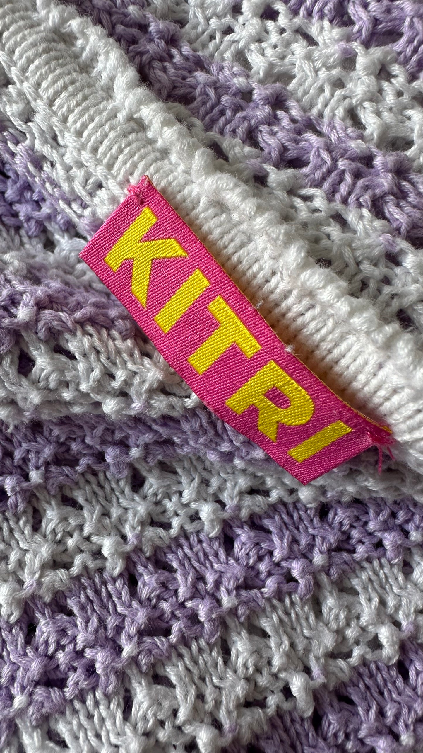 Kitri lilac cream white crochet knitted cardigan small medium UK 10 vgc