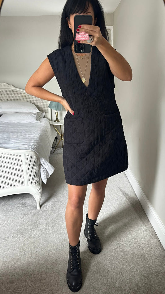 & other stories black quilted casual mini winter dress UK 14 vgc