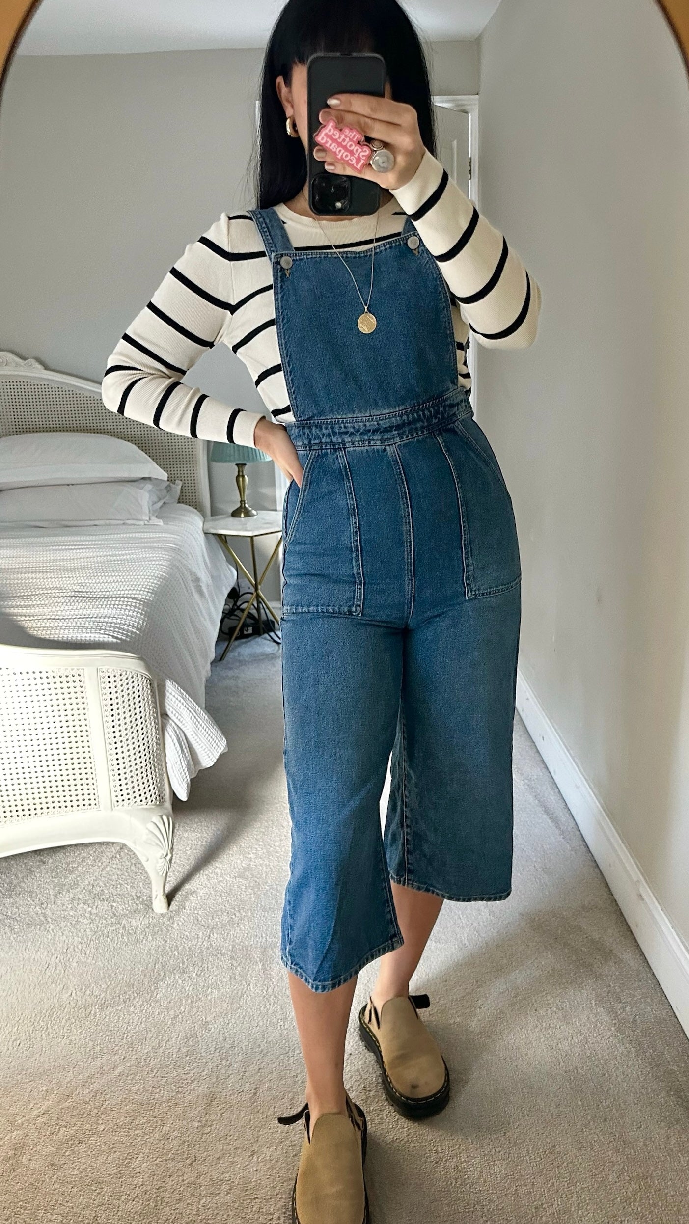 Topshop cropped denim dungaree jumpsuit small UK 8 vgc