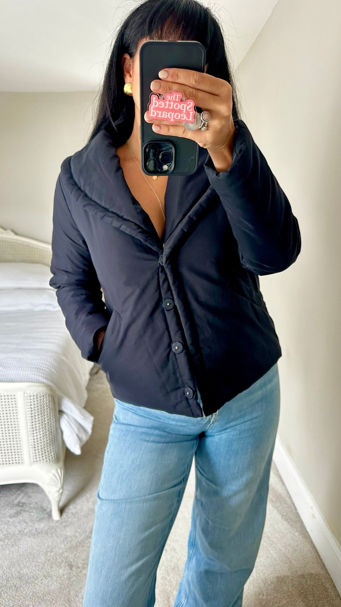 Jigsaw black puffer jacket coat M medium UK 10 excellent used condition