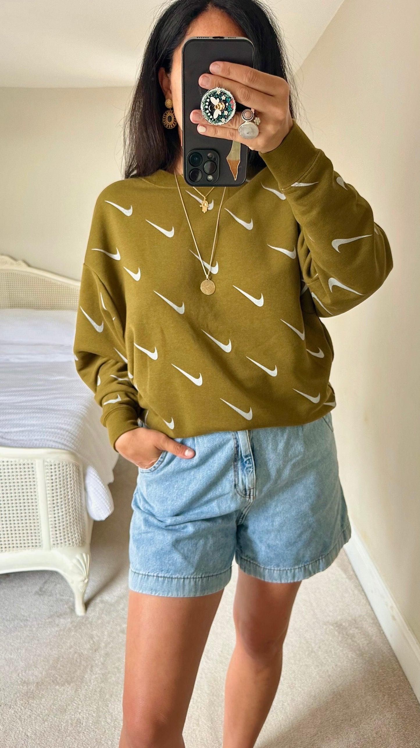 Nike acid green oversized sweater jumper sportswear top extra small small medium large UK 10-12 vgc