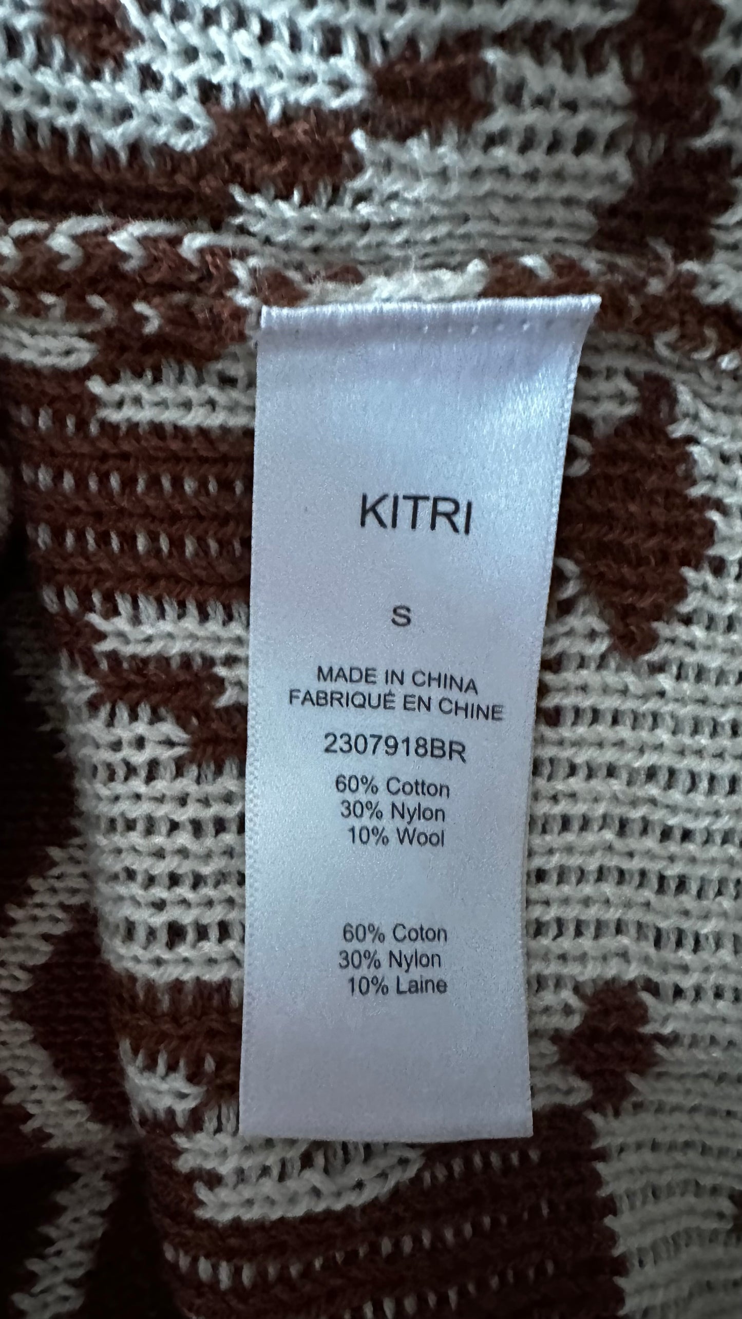 Kitri brown white swan bird print knitted tank top small UK 8-10 new bnwt