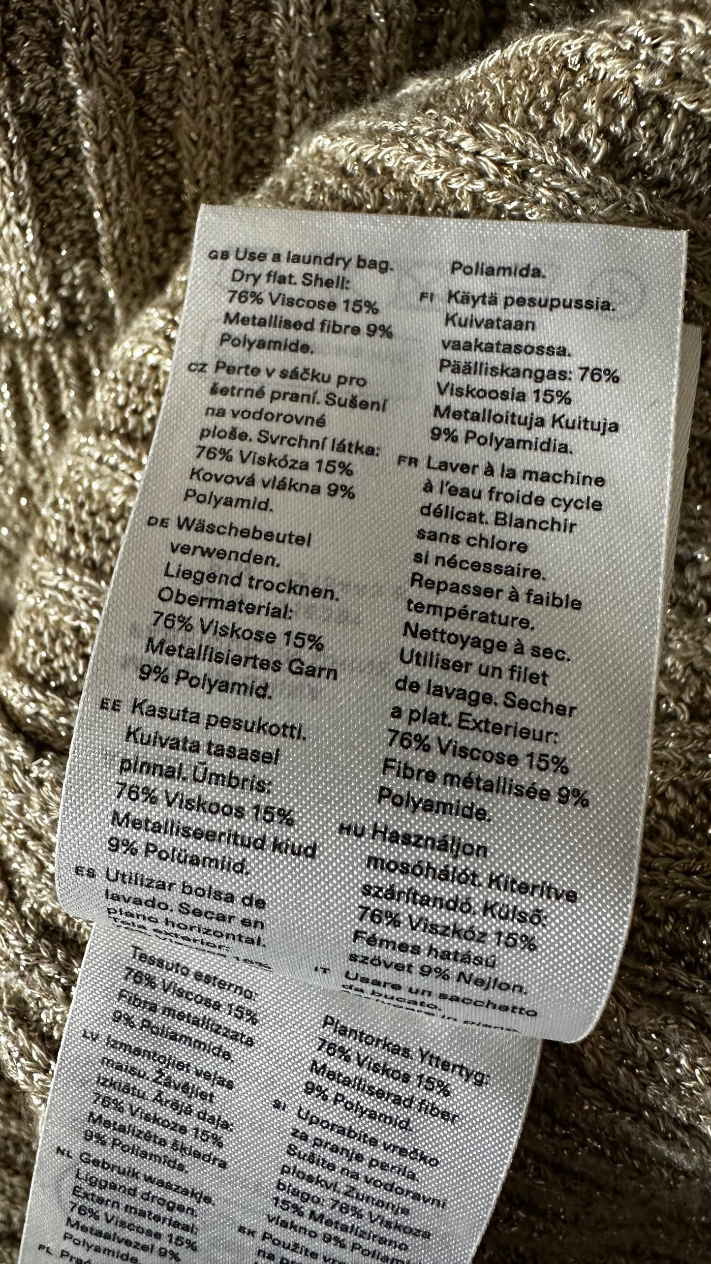 Arket gold shimmer knitted top event medium UK 12-14 new bnwot