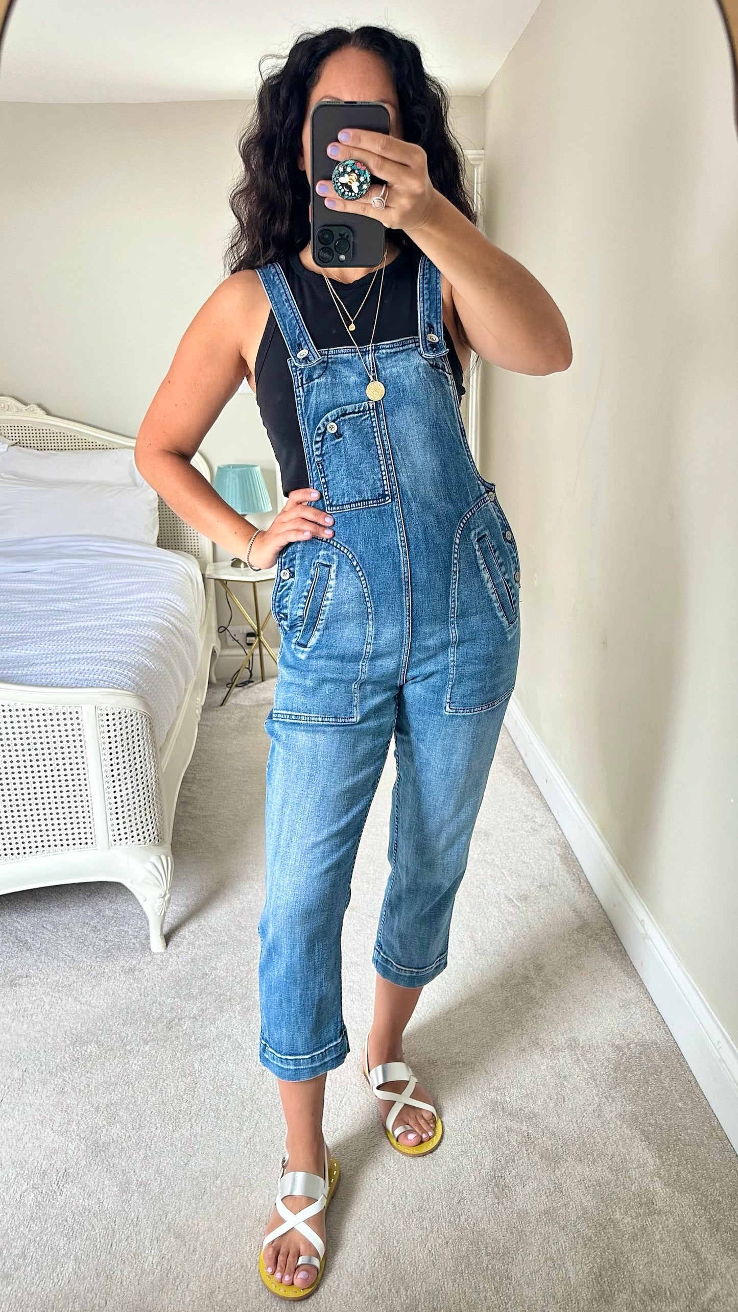 Pilcro @Anthropologie blue stretchy denim dungarees medium M UK 10 12 vgc