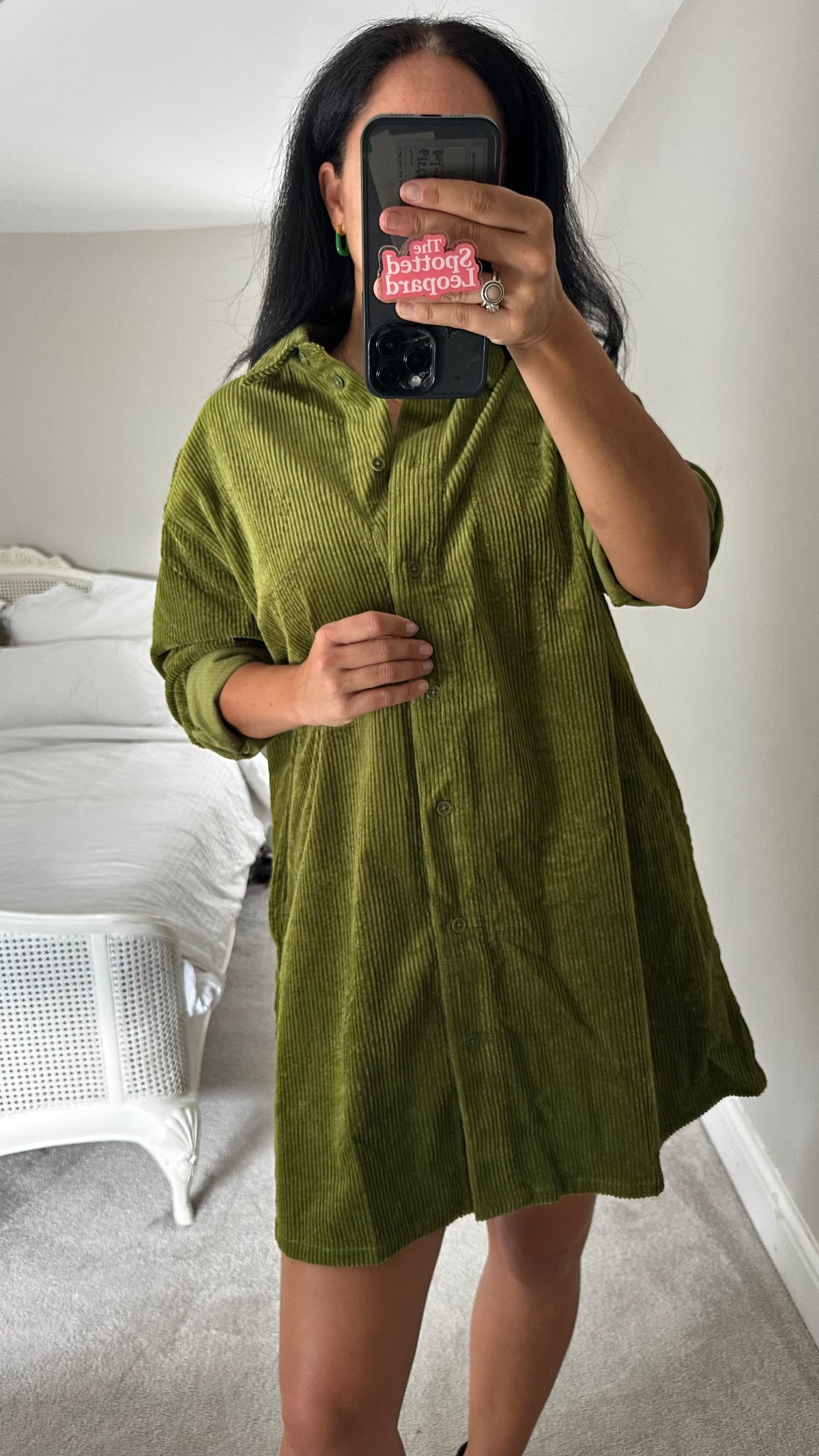 Lucy & Yak olive green corduroy button up oversized dress small UK 10 12 bnwt new