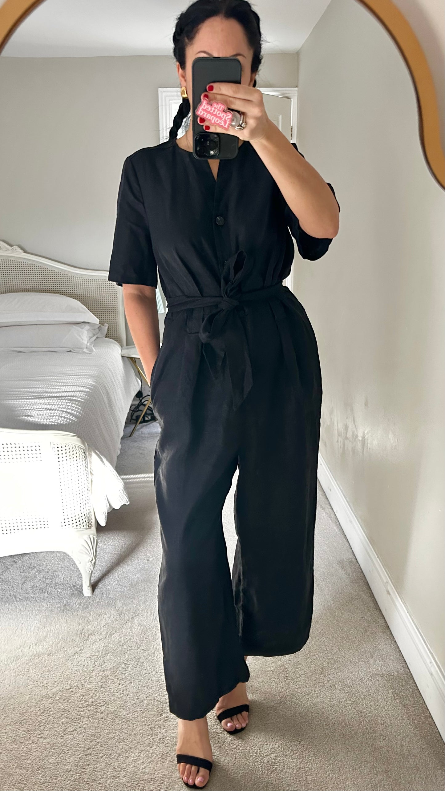 Whistles black pure linen jumpsuit playsuit trousersuit medium UK 14-16 vgc