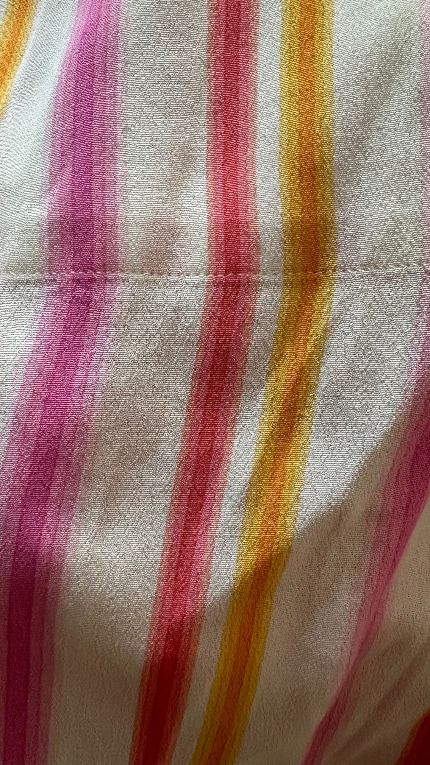 Oliver Bonas white pink orange stripe midi long wedding guest event dress medium UK 14 vgc