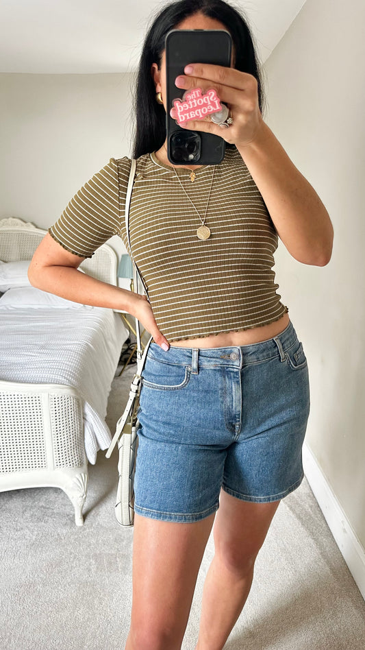 Selected Femme light mid blue denim jeans shorts small UK 10 vgc