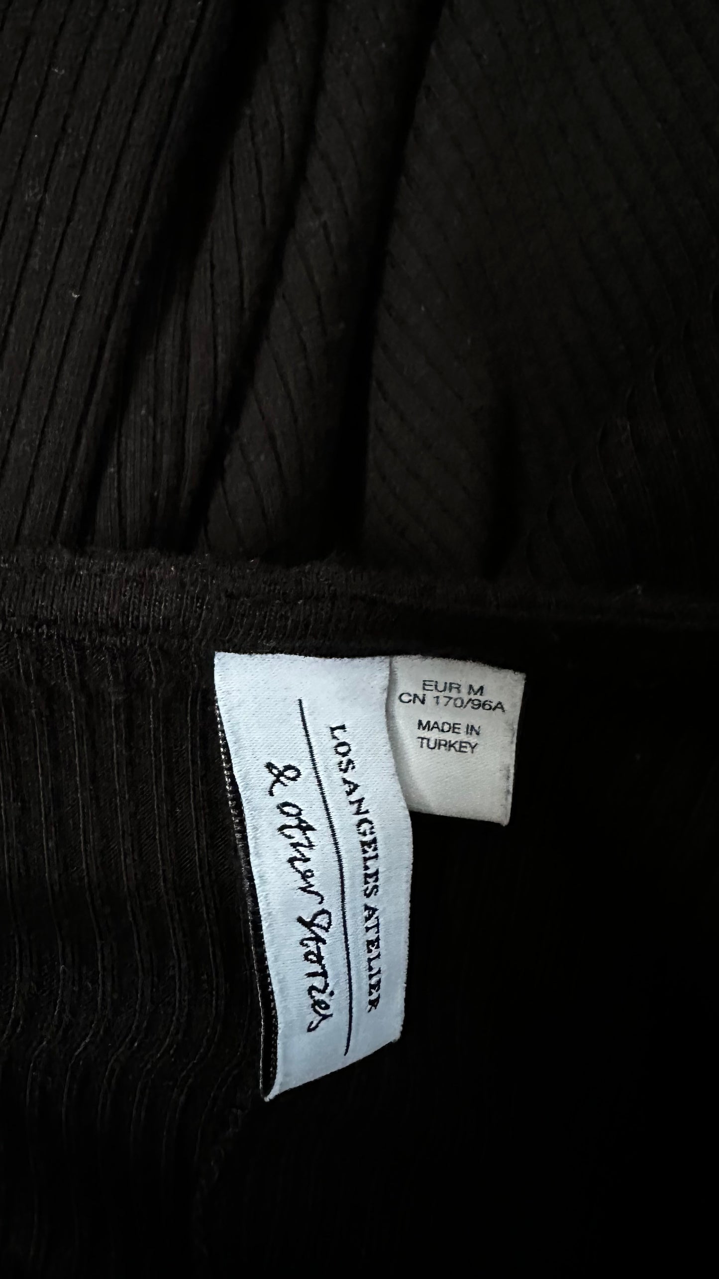 & other stories black ribbed midi faux wrap dress medium UK 12-14 vgc