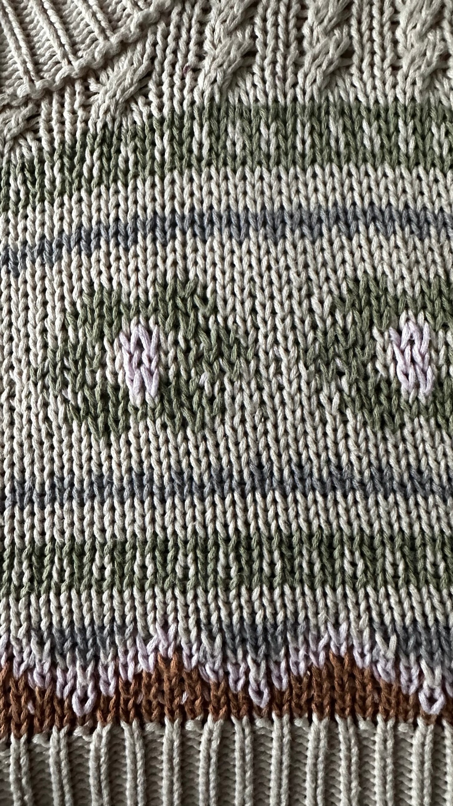 Anthropologie cream olive green vintage style crotchet knit top vest L large UK 14 excellent used condition