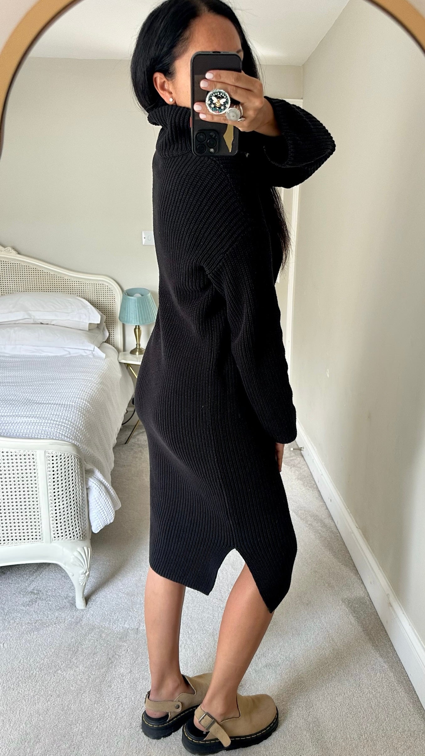 Selected Femme @Anthropologie black knitted zip long jumper dress large L UK 12-14 excellent used condition