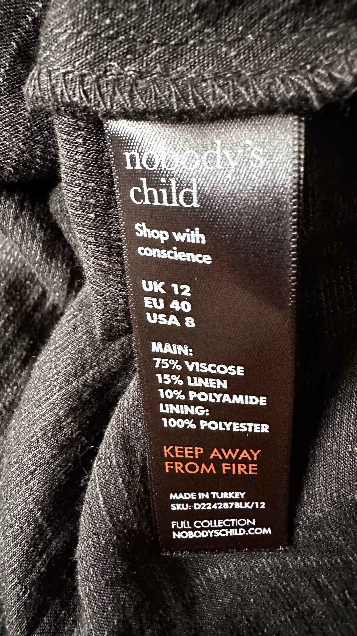 Nobody’s Child black tie back event dress maxi long midi UK 12 14 medium linen blend