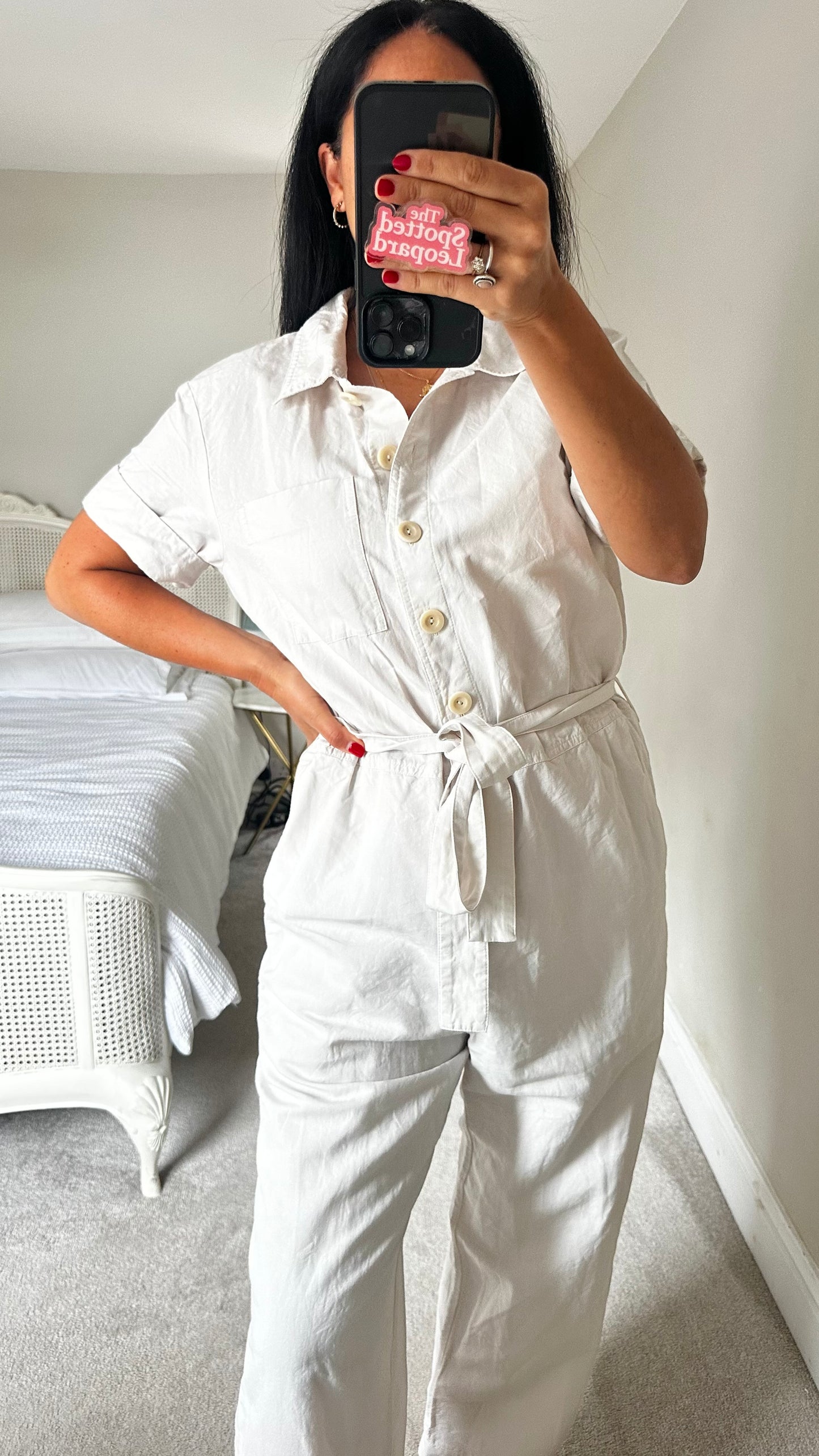 COS cream stone linen cotton blend jumpsuit playsuit trousersuit medium UK 12 vgc